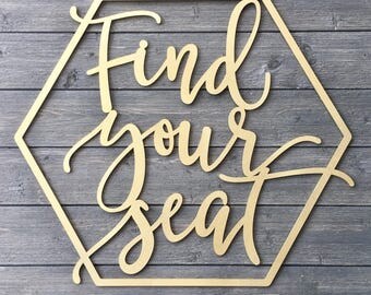 Find Your Seat Hexagon Sign 23"x26" inches NON-CUSTOM, Geometric Hexagon Sign, Seating Chart Sign Wedding Backdrop Laser Cut Decor Unique
