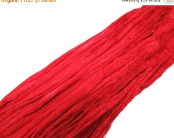 SALE 1 oz Mulberry Silk roving, hand dyed , color Tomato Red