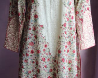 Georgous Indian Embroidered Tunic Dress 70s-80s Large
