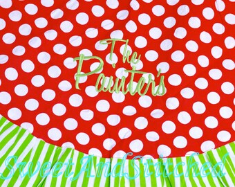 Monogrammed Christmas Tree skirt - Personalized Christmas Decorations - Polka Dot Tree Skirt - Personalized Christmas Tree Skirt