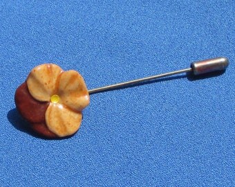 Vintage Pansy Ceramic Stick Pin