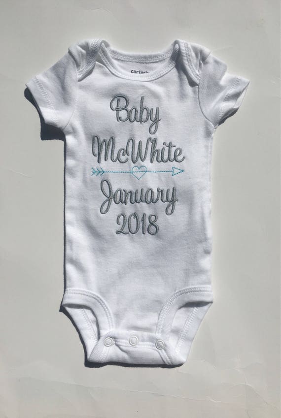 Embroidered Birth Announcement Bodysuit Pregnancy Reveal