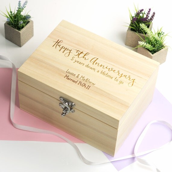 Anniversary Keepsake Box 5th Anniversary Gift Wood
