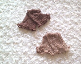 Knit legwarmer Newborn boy photo outfit Mini ruffle cuffs photo prop accessory knit stretch legwarmer MUSCAT LIGHT GREY Baby photo shooting