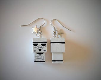 Earrings Wooden Dolls "Hulk"- Hand-made