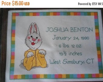 On Sale Vintage 1987, New Sealed, JANLYNN Counted Cross Stitch Kit, SUZY'S Zoo Baby Sampler, #38-74, Finished Size: 12 x 9", Rainbow Border