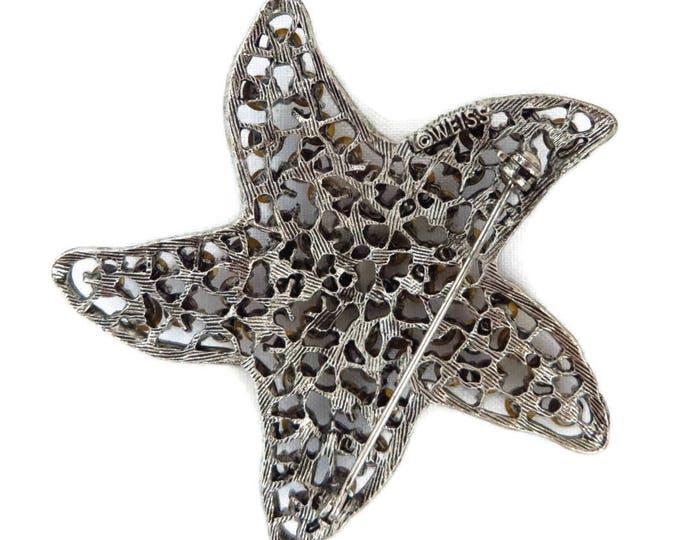 Rhinestone Starfish Brooch - Pink Rhinestones, Signed Weiss Jewelry, Gift for Her, Gift Box