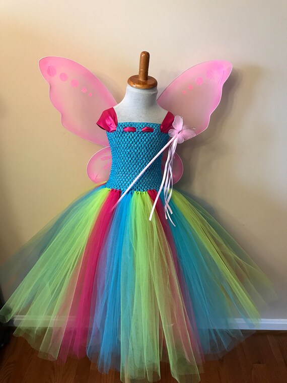 Affordable pink butterfly tutu dress with wings wand and
