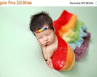 SALE Rainbow Mohair Wrap, Newborn Photo Prop, Newborn Wrap, Mohair Wrap, Rainbow Prop, Rainbow Baby