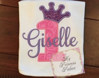 Personalized Princess Crown 1st Birthday Bib