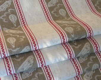 Antique "ORIGINAL Art Nouveau" rarity linen canvas around 1915 linentowel - COLLECTIBLES ... airship zeppelin hot air balloon aviation