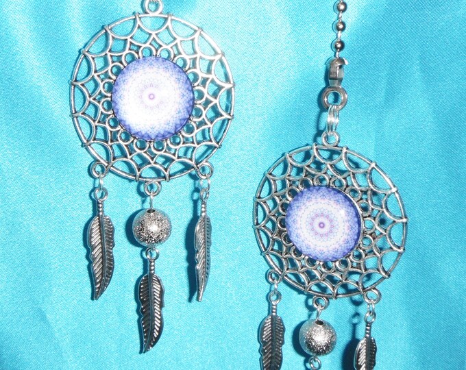 Set of Two - Beautiful! Dream Catcher Purple Decorative Metal Silver - Ceiling Fan/Light Pull