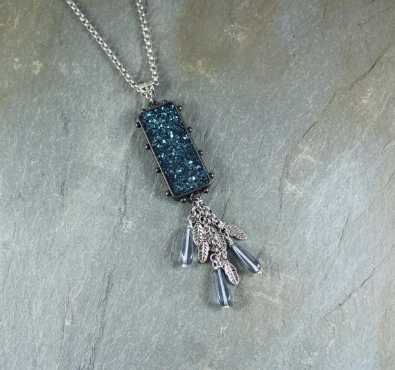 Bohemian Chic ~ Rustic Romantic ~ Blue Sparkle pendant necklace