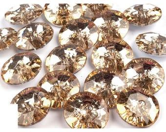 5 buttons 25 mm amber Crystal yellow gold