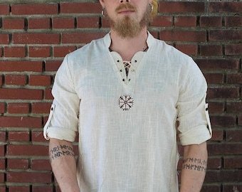 ON SALE Viking Shirt, Norse Shirt, Viking Shield, Pagan, Ozora, Boom, Viking man, Ragnar, Re-enactment, Earthy, Celtic.