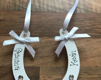 Handmade personalised wooden wedding horseshoe
