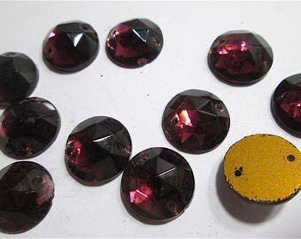12 Vintage Purple Glass Glitterbacked sew ons.