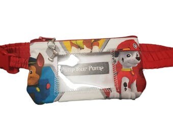 Insulin Pump Pouch Marshall with vinyl screen and matching zip charm