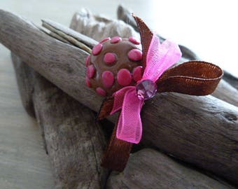 Pink confetti cookie and rhinestone hair clip