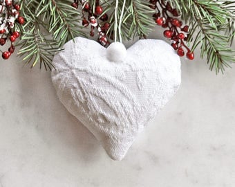 White Ornament, White Wedding Favor, Heart Ornament, White Heart Ornament, Winter Wedding Favor