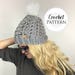 Women's CROCHET HAT PATTERN - Winter Hat Crochet Pattern - Winter Slouch Hat Pattern - Chunky Hat Pattern - Pom Pom Hat - Winter Beanie