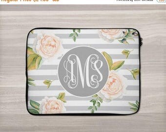 SALE - Watercolor Laptop Case - Monogram Laptop Sleeve - Personalized Laptop Sleeve - Macbook Sleeve - Laptop Bag - Tablet Sleeve - Netbook