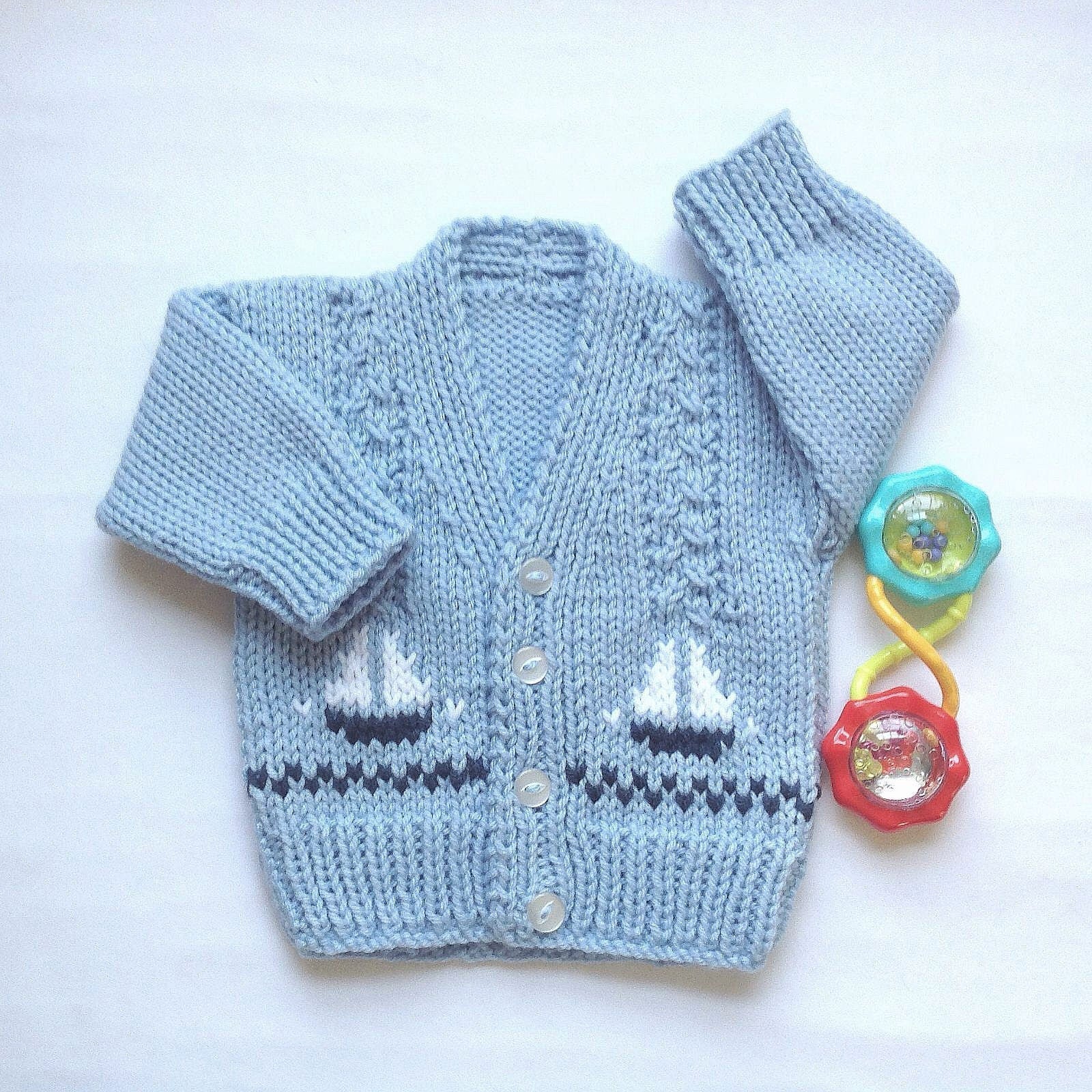 Baby boy cardigan 0 to 6 months Baby knit sweater with