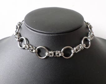 Stainless Steel Chainmail Discrete O-Ring Day Collar / Choker