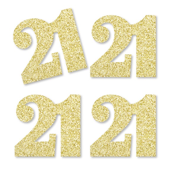 Gold Glitter 21 - No-Mess Real Gold Glitter Cut-Out Numbers - 21st ...