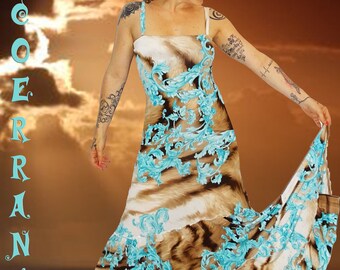 Bohemian long dress in stretch mesh 'Maybe'...
