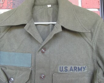 US Army Military - Wool Shirt -Woodbury Military Field Shirt size S Olive Drab Wool - Cold Weather Shirt -
