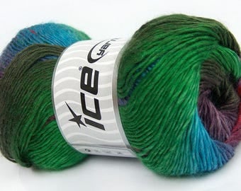 Gradient Yarn, "Dragonfly" Ice Yarn, Primadonna Yarn, Sport Size 2 Yarn, Blues Greens Brown, Crochet, Knitting, YARN SALE