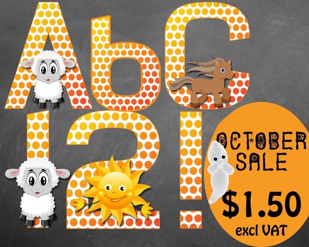 Farm Animal Alphabet and Numbers Instant Download Farm Animal