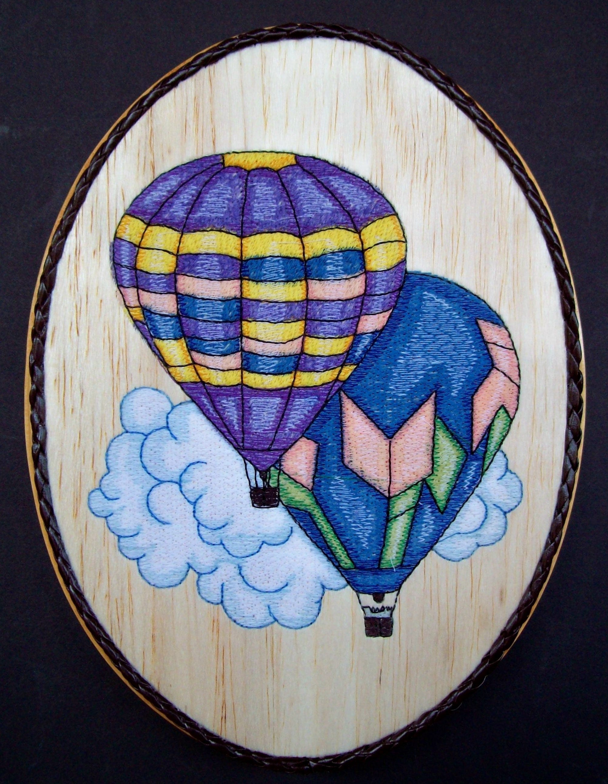 Hot Air Balloon Wall Decor Embroidery Wood Art Air Balloon