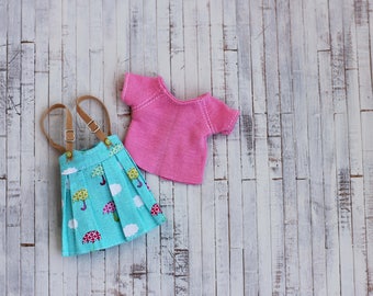 NEW! skirt and t-shirt for blythe doll similar or