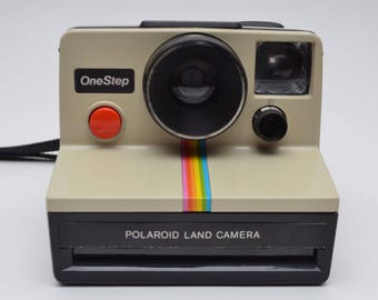 Vintage Polaroid Presto Black & Tan SX-70 Rainbow Stripe