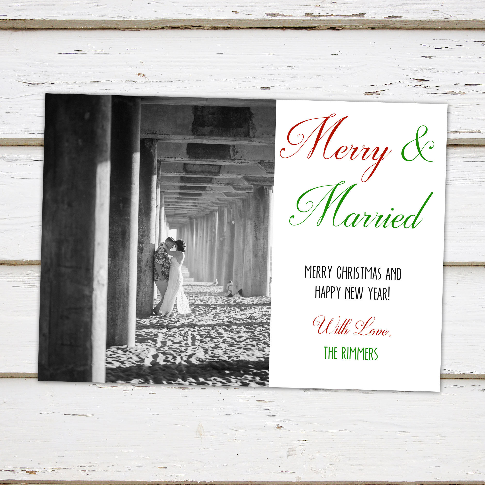 Printable Holiday Christmas Card Merry & Married Eloped