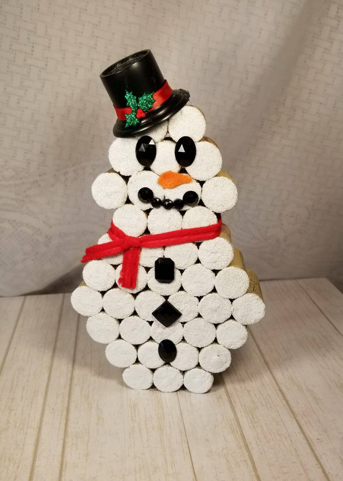 Rustic Snowman/ Cork Snowman/ Snowman Decor/ Country Snowman/