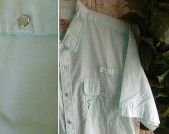 Vintage SHORT SLEEVE SHIRT Mens Size Extra Extra Large xxl Hardly Worn Easy Care Cotton Blend Short Sleeve Summer Light Weight Big Tall