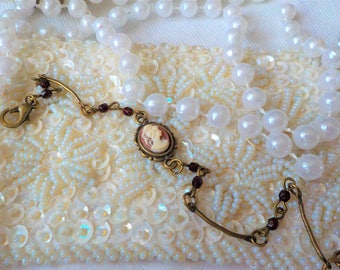 Bracelet Victorien camée grenat et ivoire