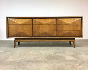 Mid Century | United Diamond Front Dresser | Danish Modern credenza
