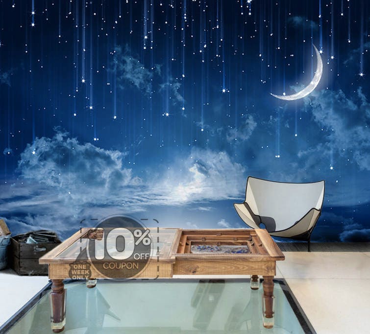 Moon Sky Removable Wallpaper Mysterious Moonlit SelfAdhesive