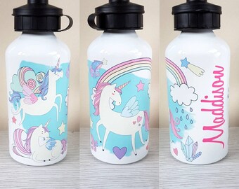 Unicorn water bottle personailzed bottle custom water bottle personalised bottle girls water bottle unicorn gift back to school rainbow