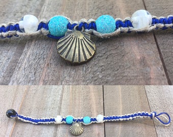 Seashell hemp bracelet, shell jewelry, ocean jewelry, ocean accessory, ocean hemp jewelry, seashell bracelet, ocean bracelet