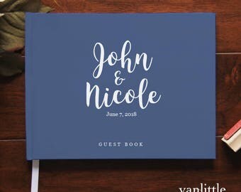 Custom Hardcover Wedding Guest Book With White Blank Pages, Casebound Guest Book, Personalized Guestbooks, Case Bound Modern Wedding, WI2