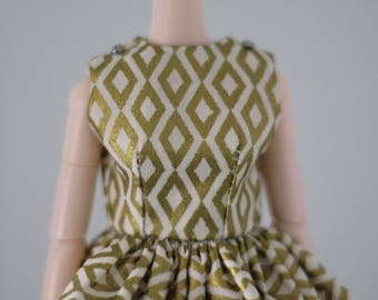 Pullip/Blythe gold dress