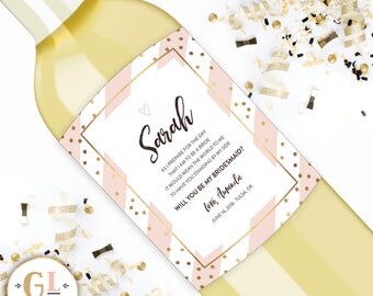 Will you be my bridesmaid wine label, ask bridesmaid card, bridesmaid proposal gift, maid of honor ask, personalized bridesmaid champagne