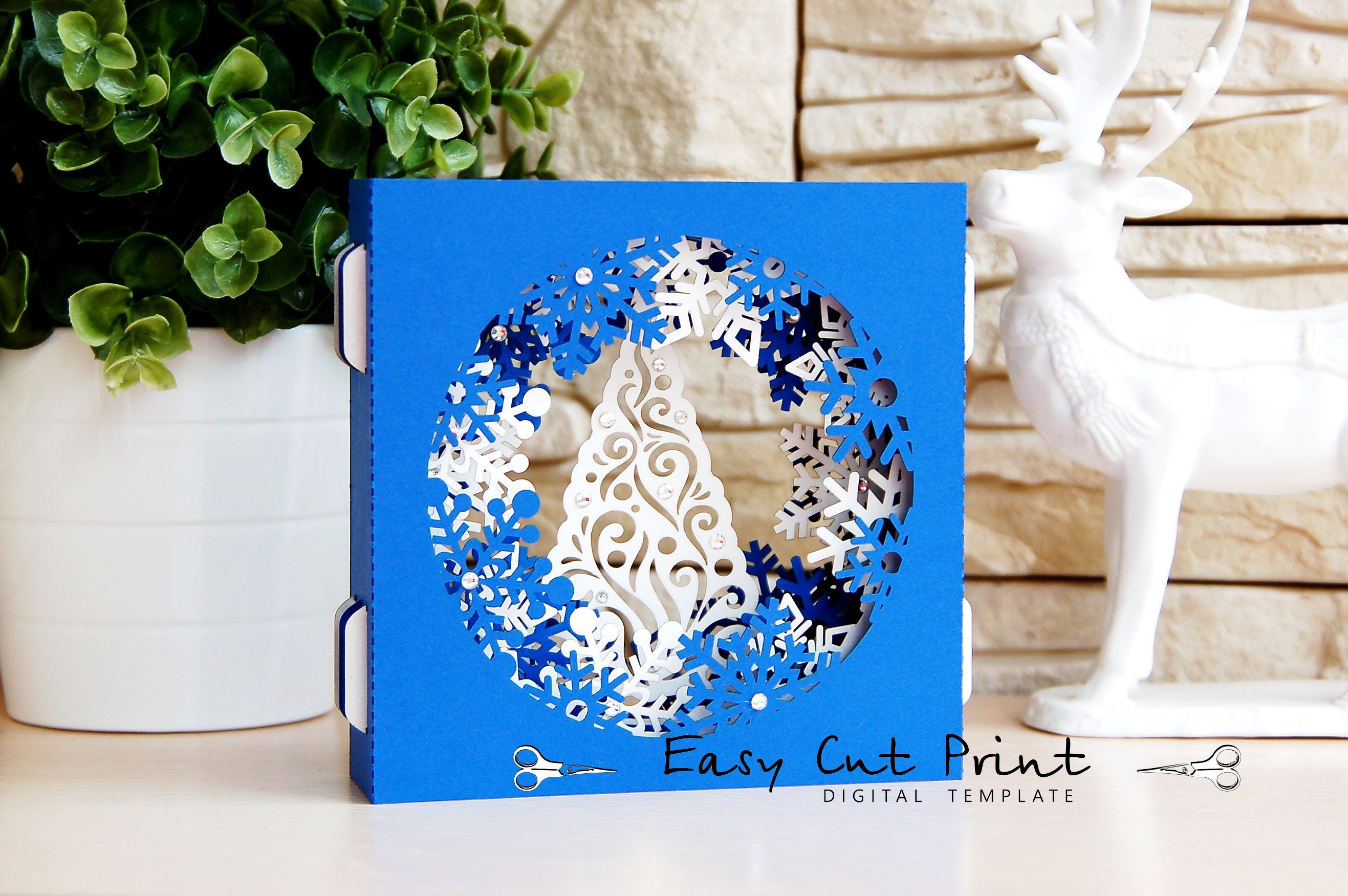 Snowflake Christmas Shadow box gift 3D Card Laser cut template