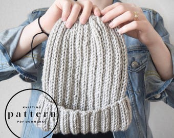 KNITTING PATTERN : Flora Hat / knitting pattern, beanie pattern, knit hat pattern, unisex beanie pattern, easy pattern