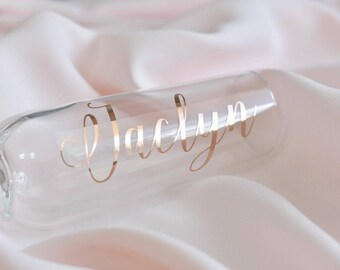 Personalized Rose Gold Champagne Flute / The ORIGINAL Rose Gold Stemless Flute / Bridesmaid Gift / Bridesmaid Proposal